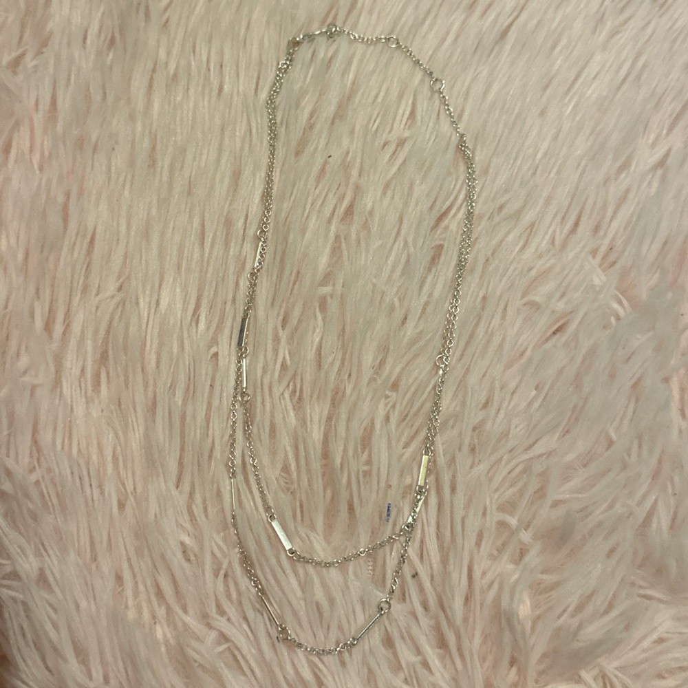 Elegant Double Silver Chain Necklace